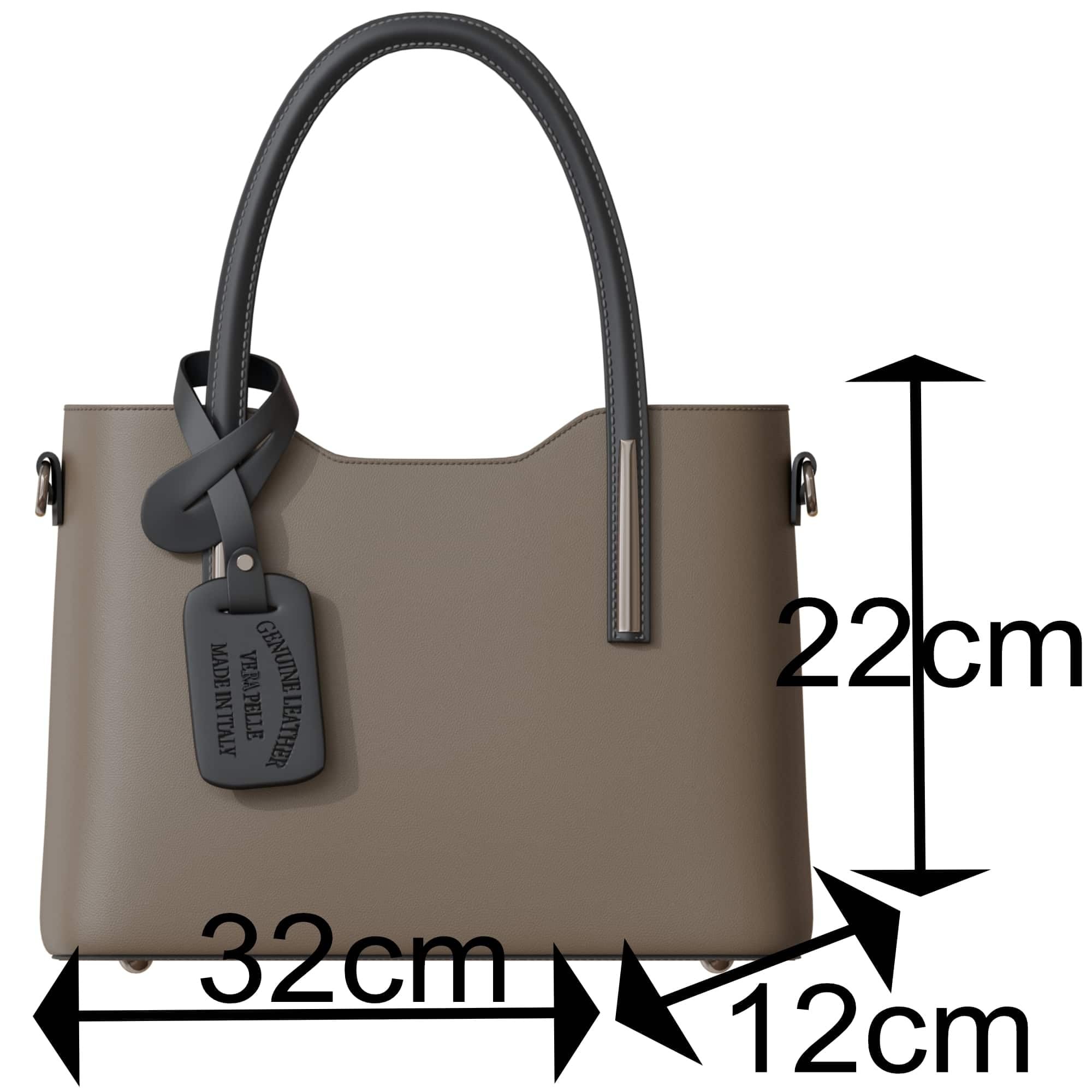 KMISSO Damen Handtasche Echtleder Made in Italy – elegante italienische Leder Schultertasche mit Henkel & abnehmbarem Schulterriemen – strukturierte Umhängetasche für Alltag, Büro & Freizeit