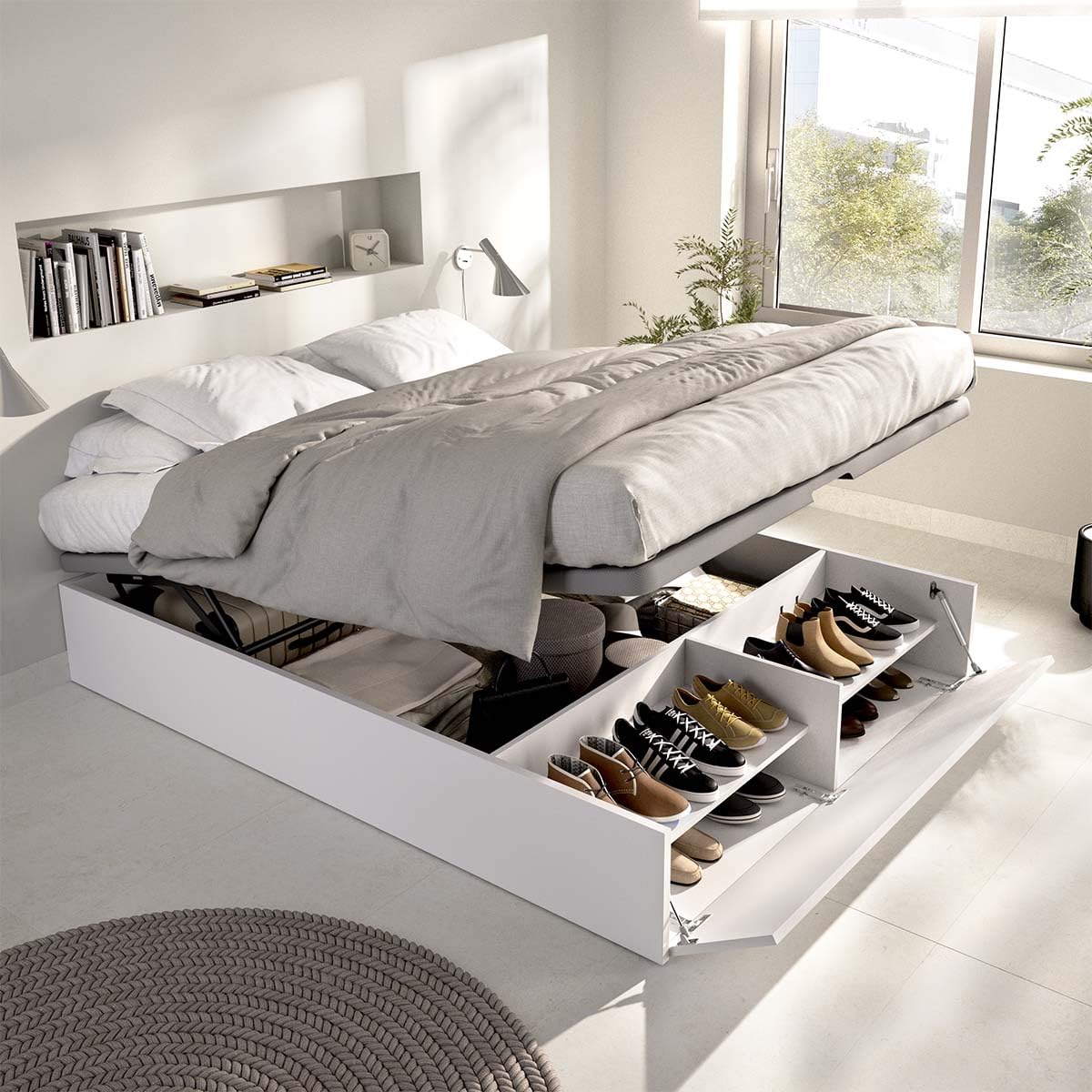 DEKIT - Pack Ahorro Dormitorio Canapé LAN con 1 Colchón viscoelástico Nova 135 x 190 cm, Altura 20 cm