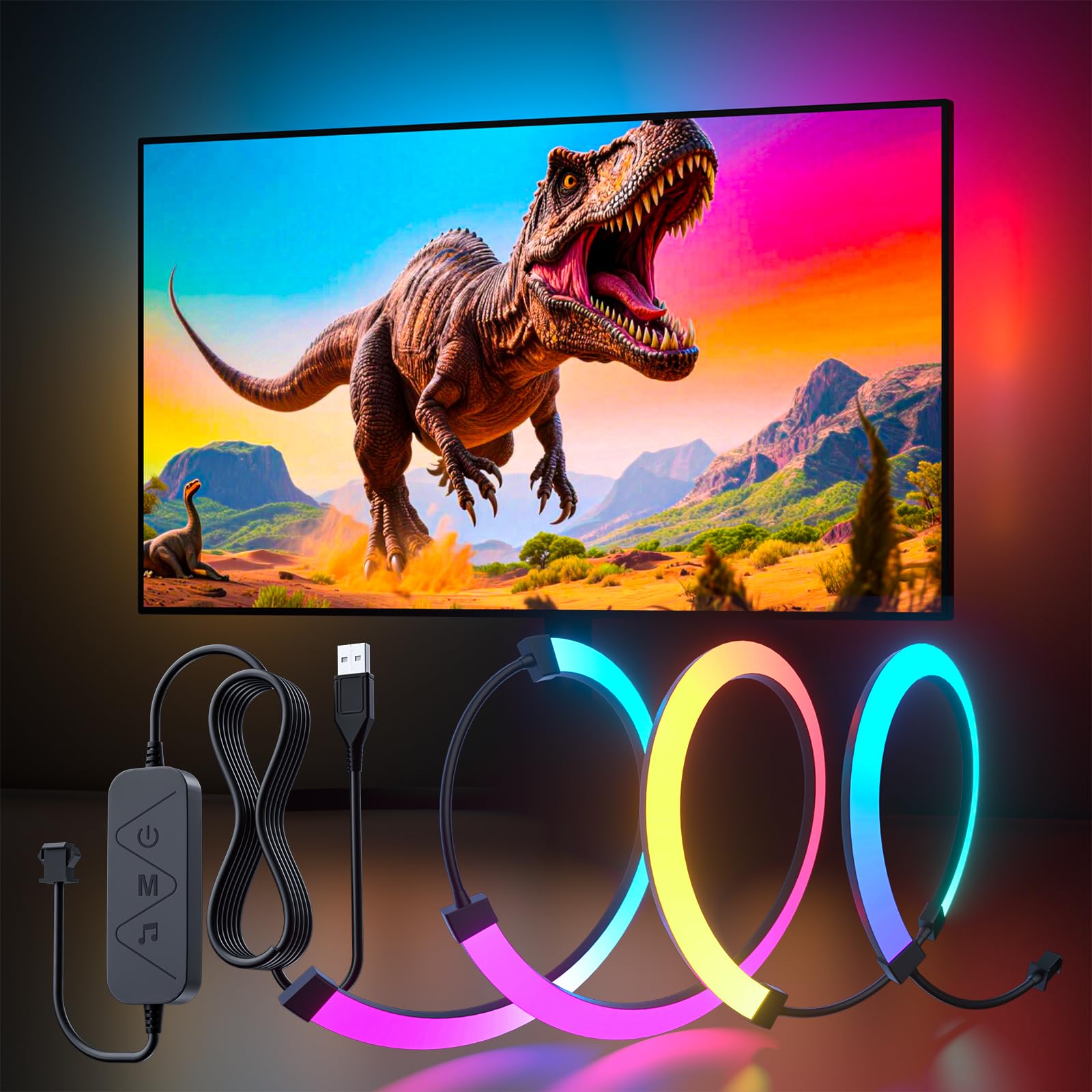 Rétroéclairage MIWATT Pour écran Gaming 27-32" - Sync Couleurs Windows