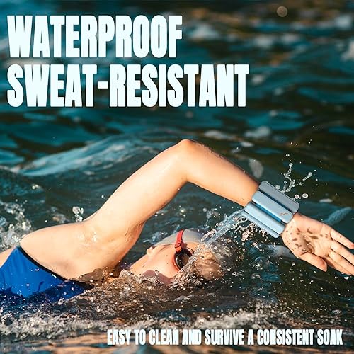 Miniatura 4 de Sportneer Pesas de muñeca y tobillo para mujeres y hombres, 1 par (1 libra2 libras cada uno), pulsera con peso ajustable de silicona para yoga,