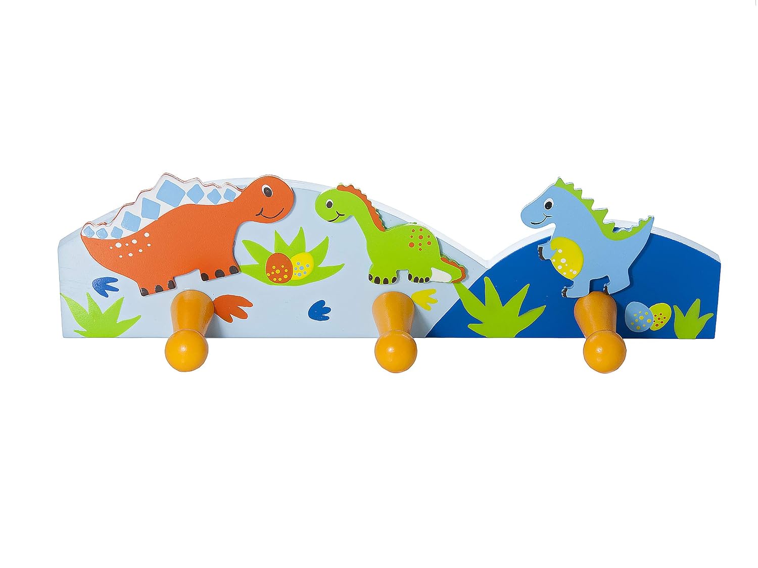 Mousehouse Gifts Kids Dinosaur Themed Coat Hook Wall Hooks for Boys Nursery or Bedroom