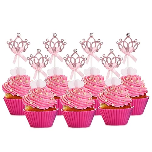 HOKPA Decoración para cupcakes, corona con purpurina, decoración de tartas de princesa, mesa de postre para bodas, cumpleaños, baby shower,