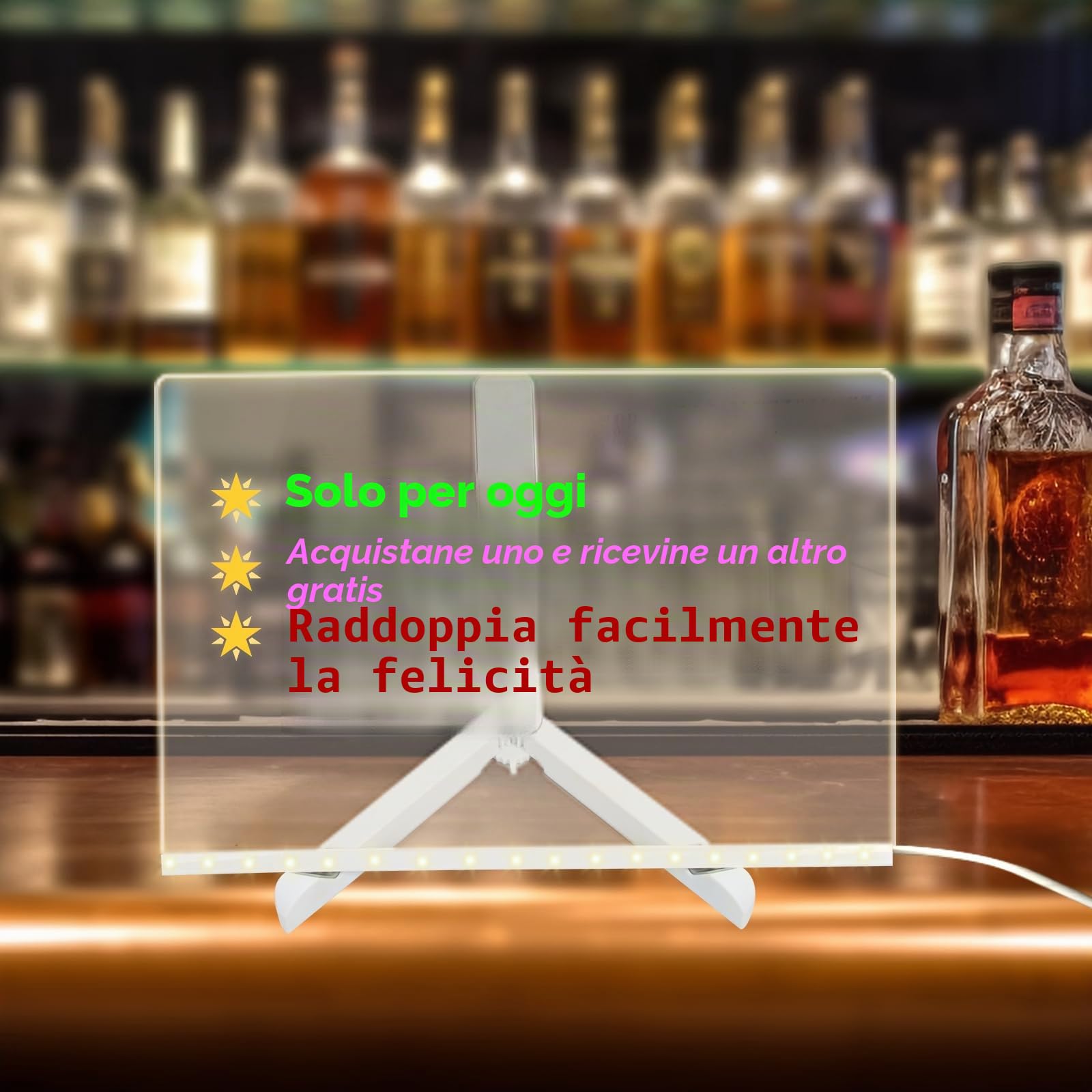 Lavagnetta in Acrilico con Luci LED,30CM*20CM Lavagna Luminosa Cancellabile per Disegnare Con Penna a 7 Colori e Supporto Regolabile, Lavagna Magica, per Casa, Scuola, Negozio, Bar