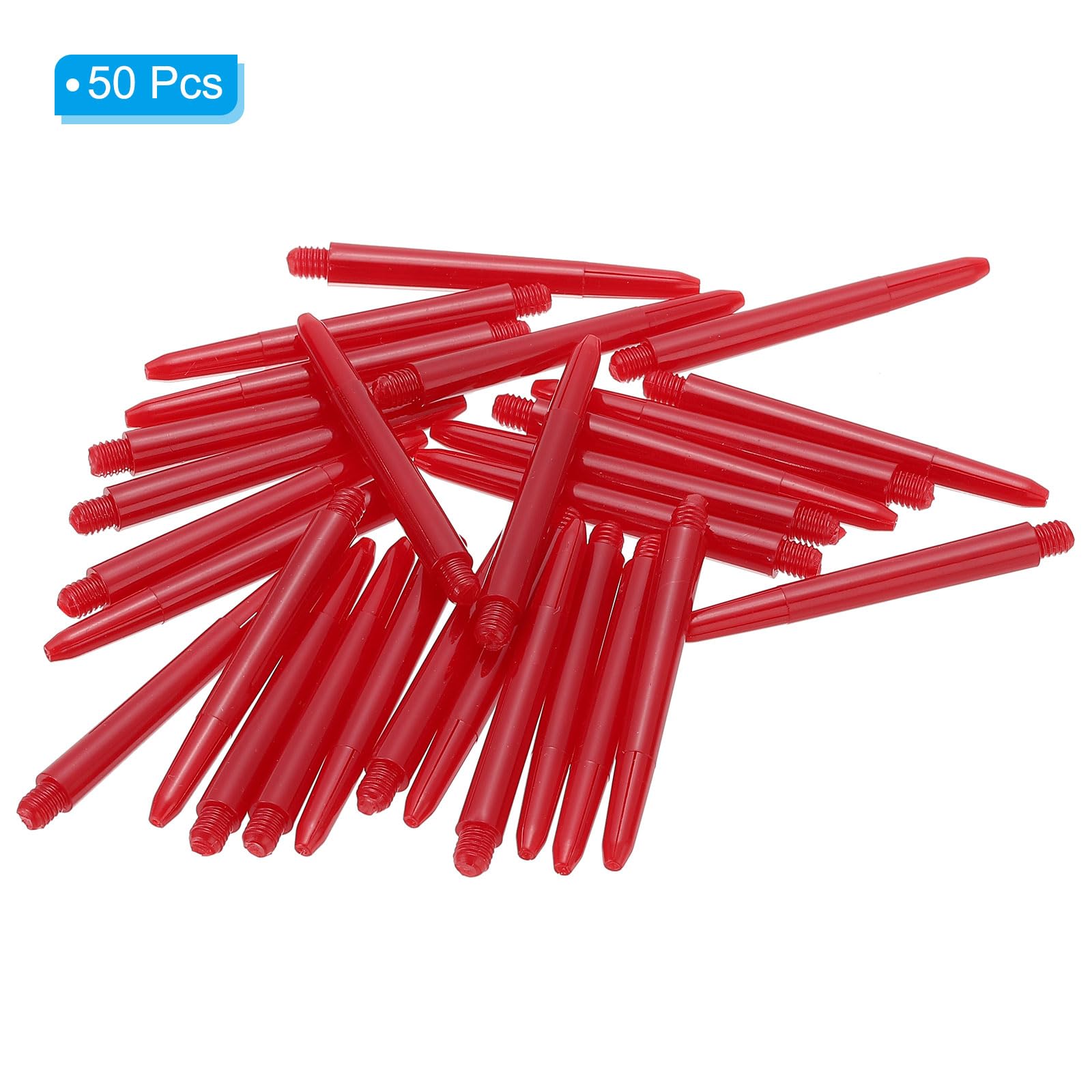 PATIKIL 53mm Plastic Dart Shafts, 50 Pack Medium 2BA Thread Dart Stems Dart Accessories, Red - Image 3