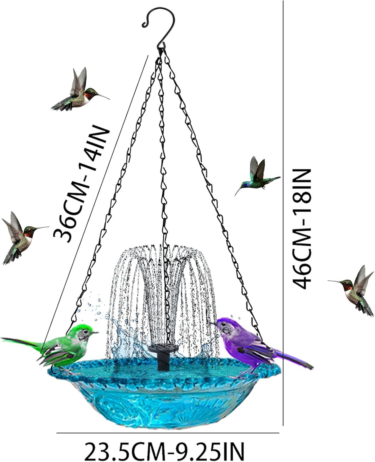 Bird Bath Fountain - Artistic with Solar Pump,Outside Bird Bath Water Drinker - for Patio Yard Courtyard Fences Balcony Handrails Terrace Pillars