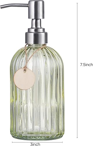 Miniatura 7 de HBlife Dispensador de jabón de 16 onzas con bomba de acero inoxidable 304, dispensador de jabón de baño de cocina a rayas verticales, dispensador de