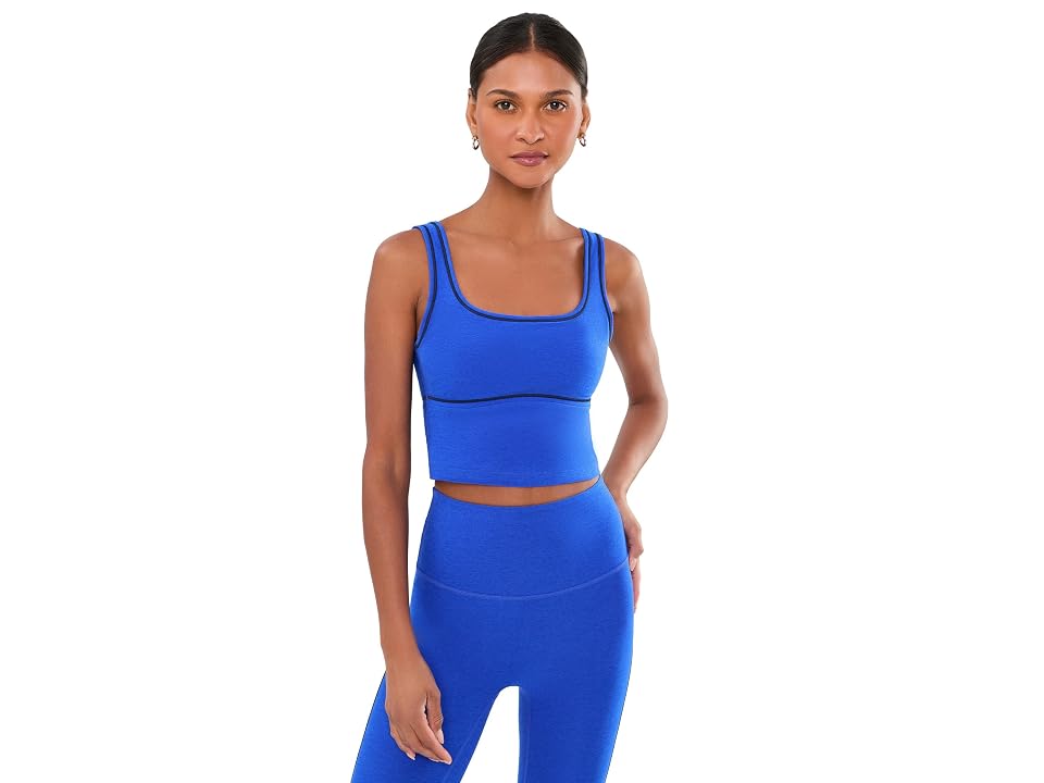 Beyond Yoga Spacedye Dynamic Crop Tank Top Women's Clothing Ultra Blue Heather: Lg, Elastane/polyester