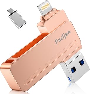 Chiavetta USB per iPhone 512GB, [MFi Certified] Pacljen Chiavetta per iphone Scaricare Foto Pen Drive USB C con Lightning 3 in 1 Memoria Esterna USB C Protetta Password per Android/PC/iPhone/iPad,Rosa