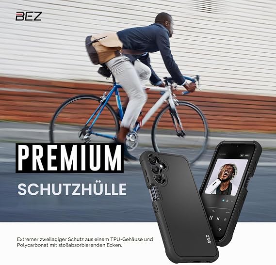 BEZ Case for Samsung Galaxy A15 Case Heavy Duty Case Military Grade Dustproof Non-Slip Durable Protective Case for Samsung A15 / Galaxy A15 5G Black