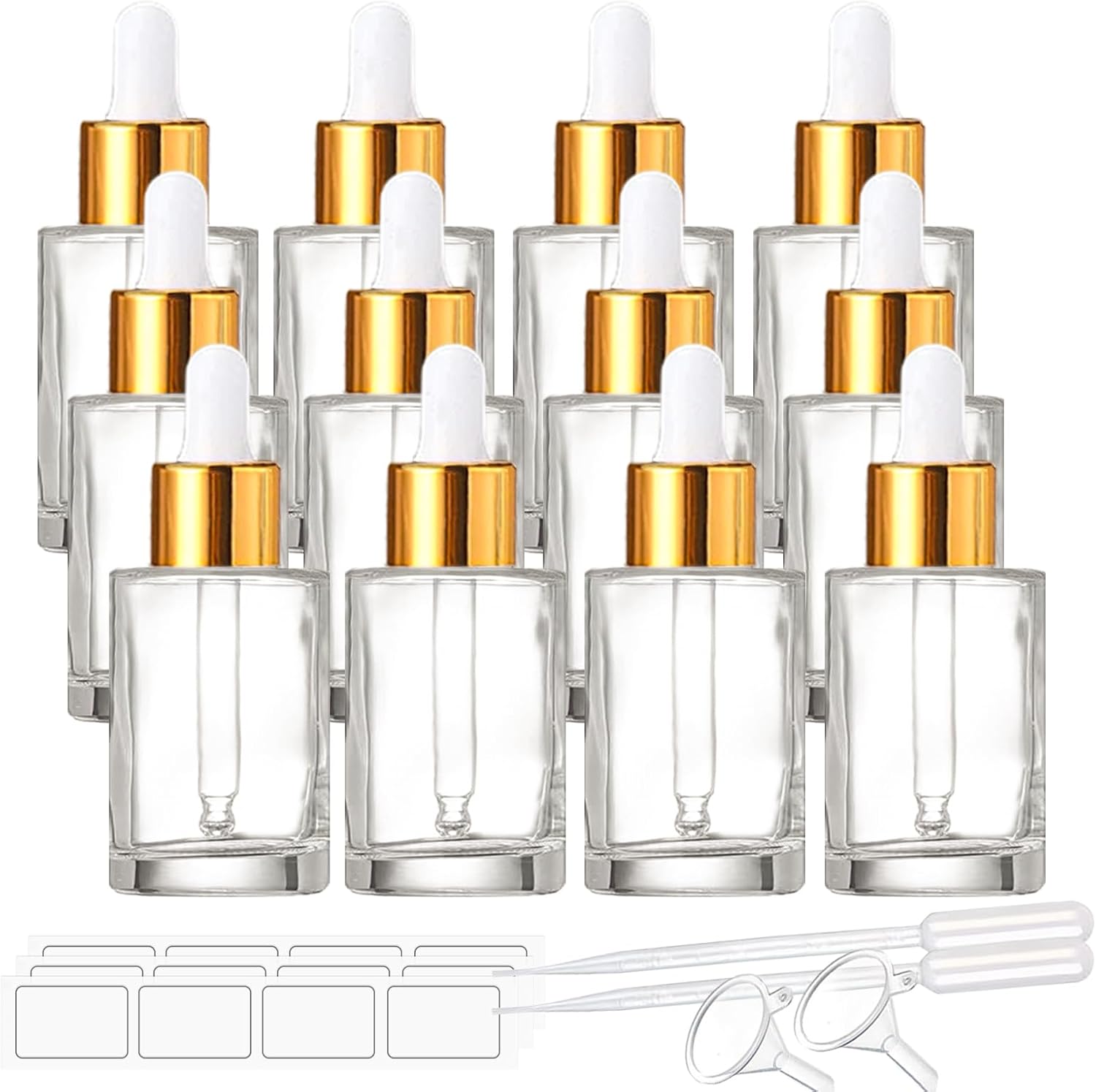12 Pack 1 oz Frosted Glass Dropper Bottle Essential Oils Bottle with Glass Eye Droppers,for Serum Essence Oil,Perfumes,Liquids (Frosted, 1oz)