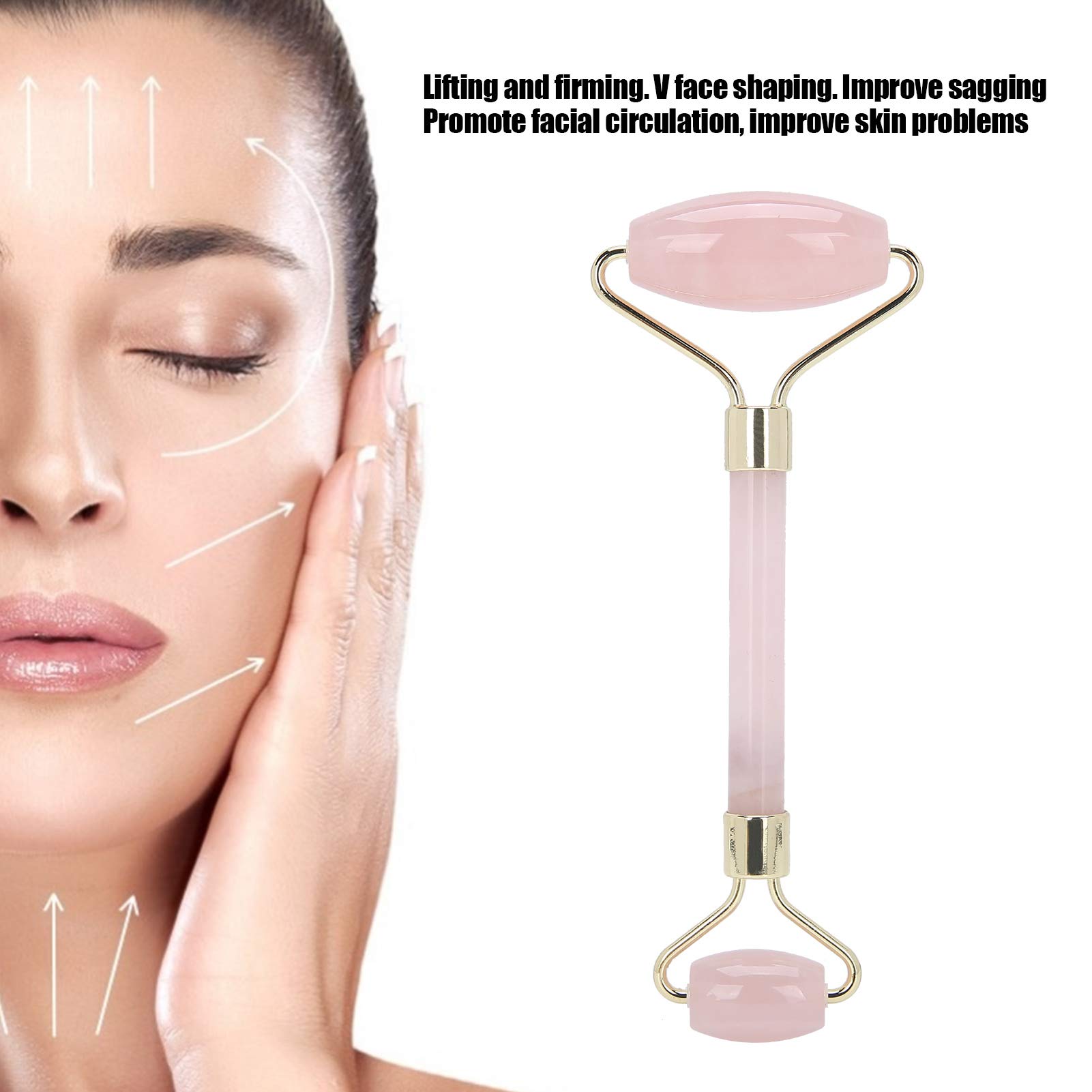 Masajeador facial Jade Roller Face Jade Gua Sha, masajeador de rodillo de piel, herramienta de adelgazamiento, masajeador facial, rodillo facial para piel, ojos, cuello(dorado)