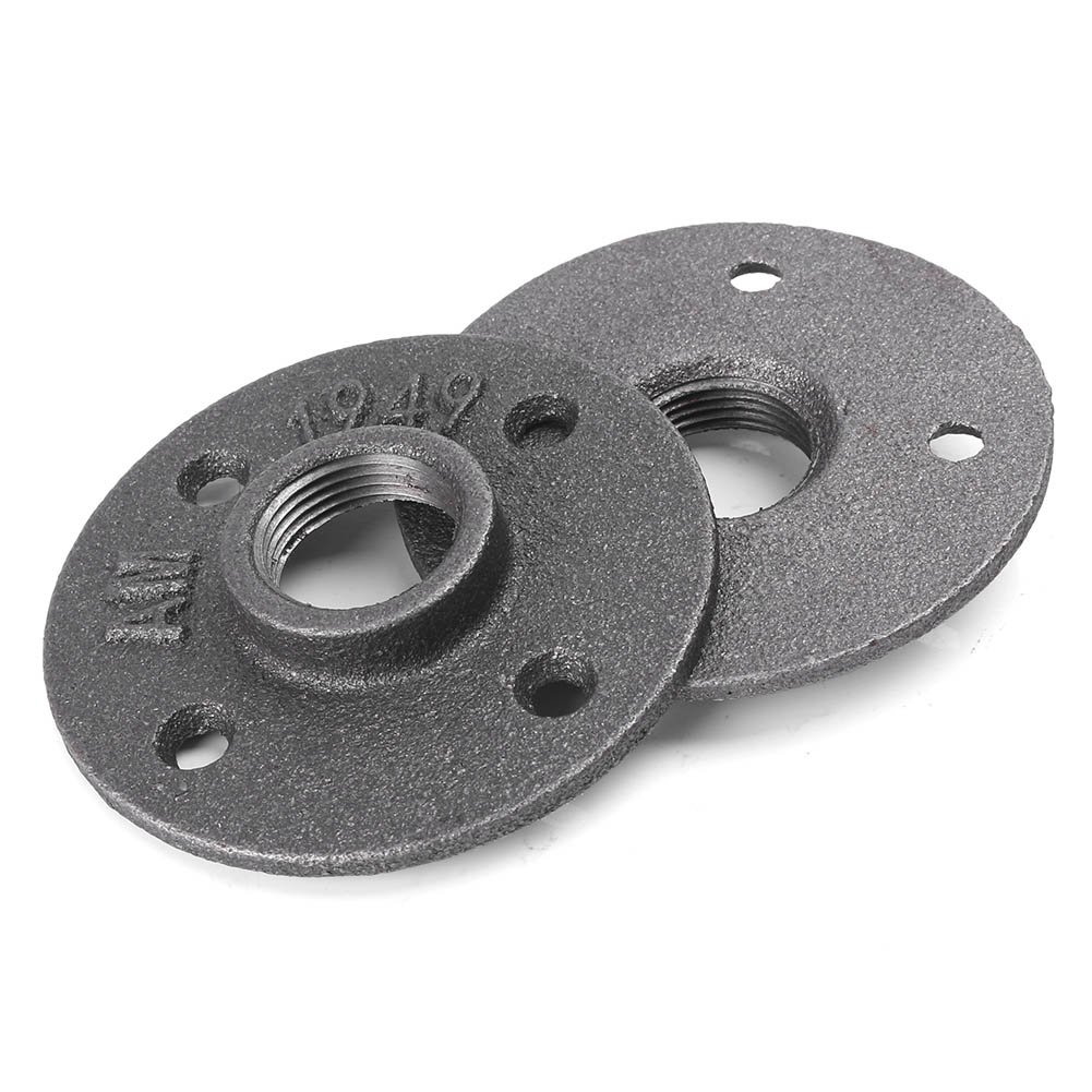 Mallofusa 10Pcs 3/4 Inch Black Malleable Iron Pipe Floor Flange Pipe Fitting, Perfect for Industrial Pipe Furniture and DIY Decor