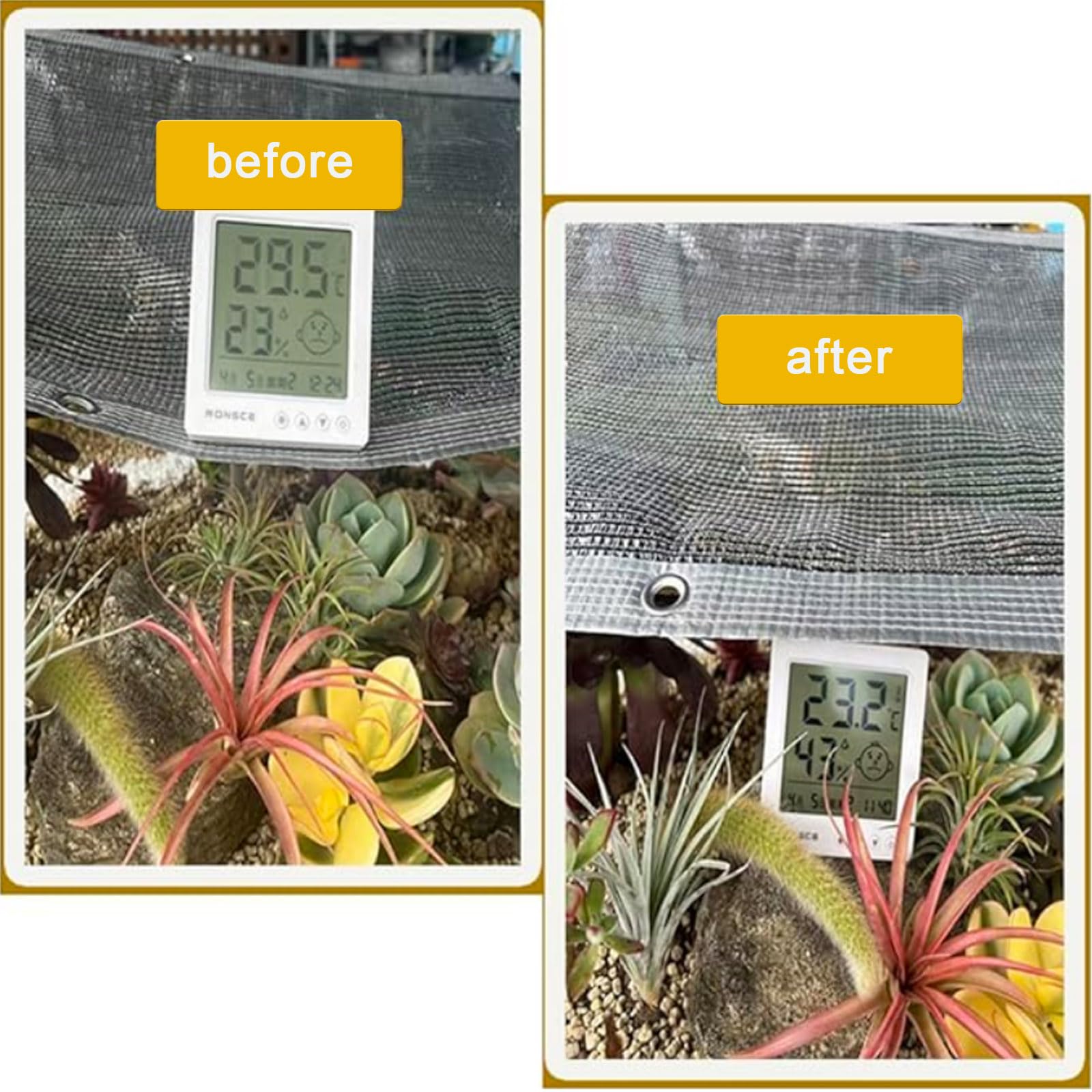 Silber Garten Schattiernetz 55% UV-Schutz Atmungsaktive Kühlung mit Ösen für einfache Aufhängung Perfekt für Gewächshäuser Rasen Hühnerställe & Zwinger