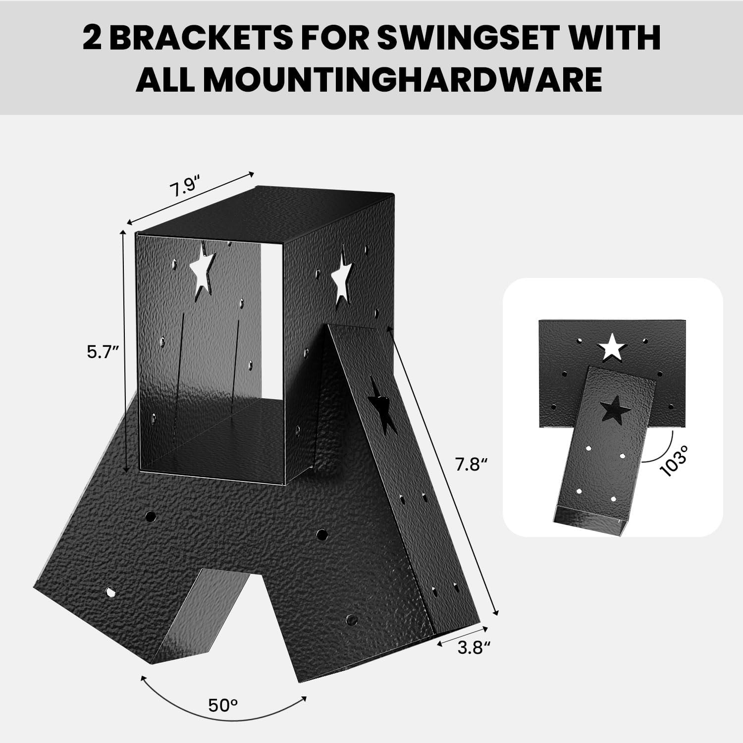 Heavy Duty Swing Set Brackets Kit with 2 A-Frame Brackets and 2 Swing Hangers for Wooden Playsets, DIY Backyard Playground Equipment Mounting Parts and All Hardware for Easy Installation - Image 2