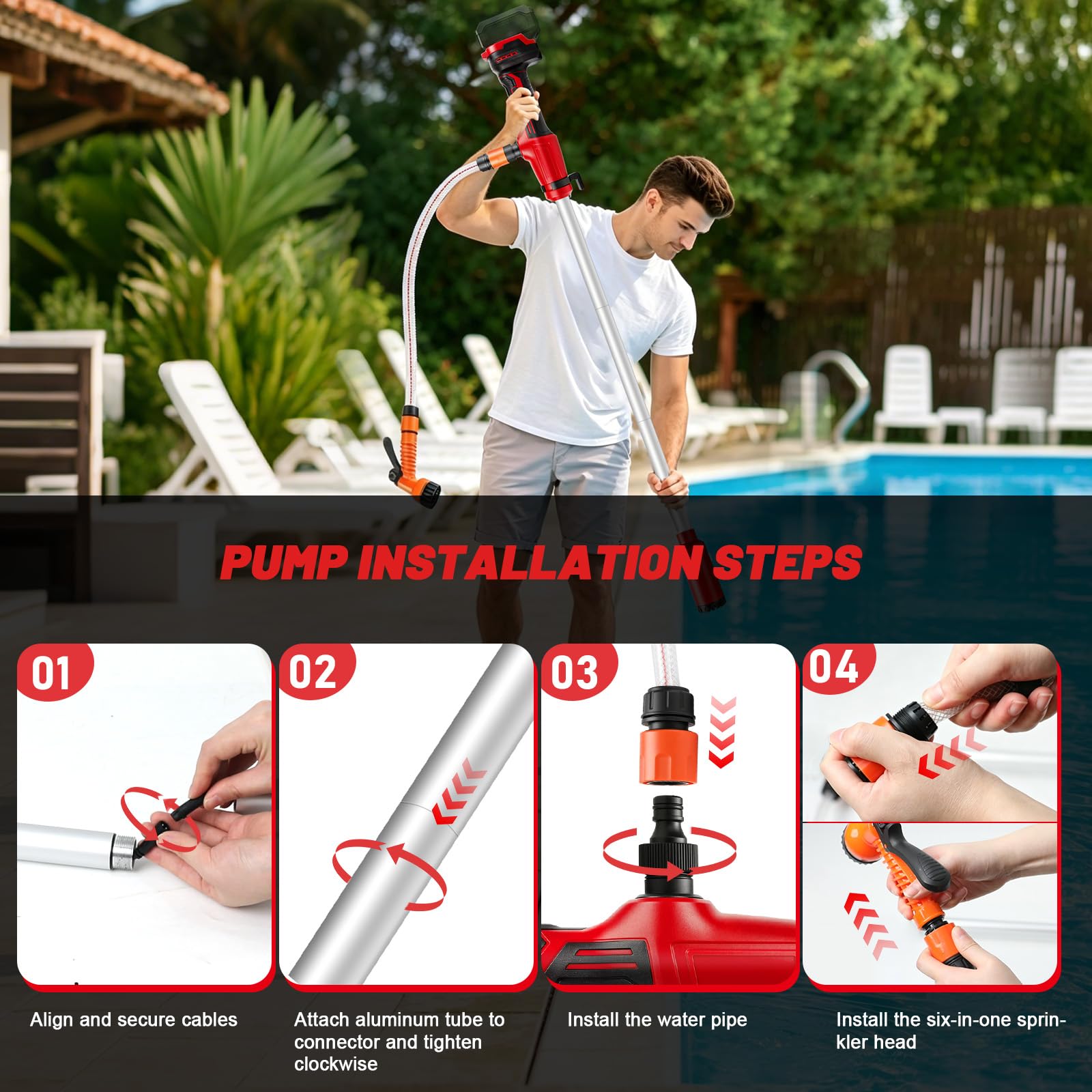 Pompe à eau de pluie sans fil 50 l/min pour Milwaukee 18V (sans batterie)