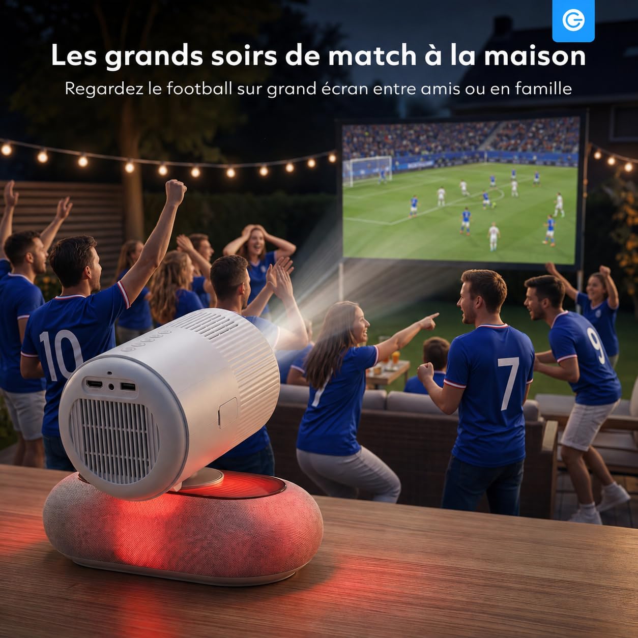 Silvergear® Vidéoprojecteur Full HD 1080p | Mini Projecteur Smart avec Autofocus & Correction Trapèze | Projecteur Video WiFi Bluetooth | Image Home Cinema 508cm | LED Ambient Light | HDMI USB | Blanc