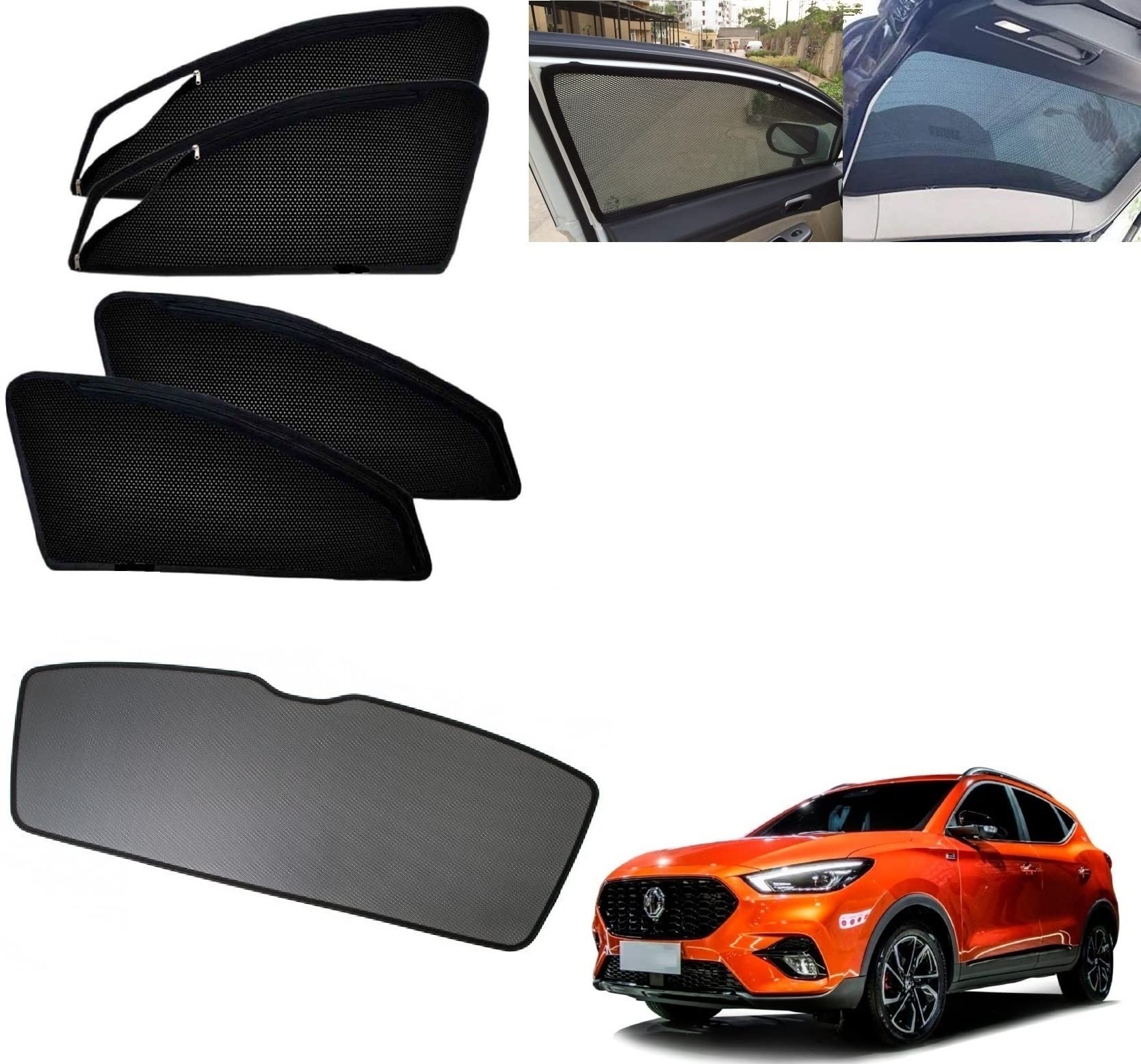 Auto Addict Zipper Magnetic Sun Shades Car Curtain with Dicky for MG Astor/ZS EV