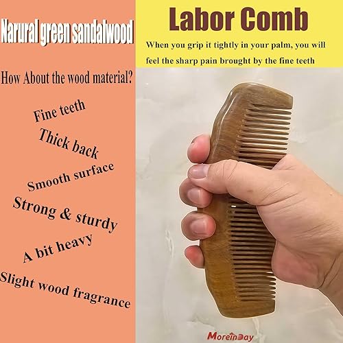 Miniatura 4 de Moreinday Peine de madera para mujer, peine desenredante para el cabello, peine de sándalo verde