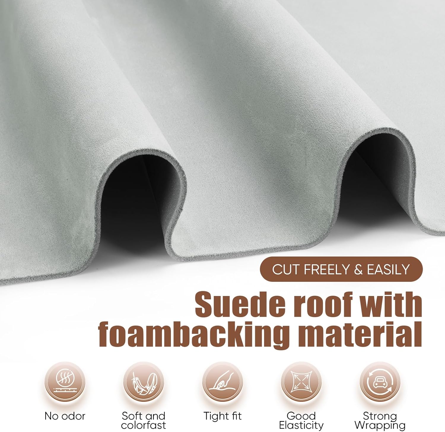 Suede Auto Headliner Fabric 54" L × 60" W with Foam Backing, Black Automotive Interior Auto Roof Replacement Material for Car, SUV, Boat, Pickup, Truck, RV, Home Repair (Gray, 96" L × 60" W)
