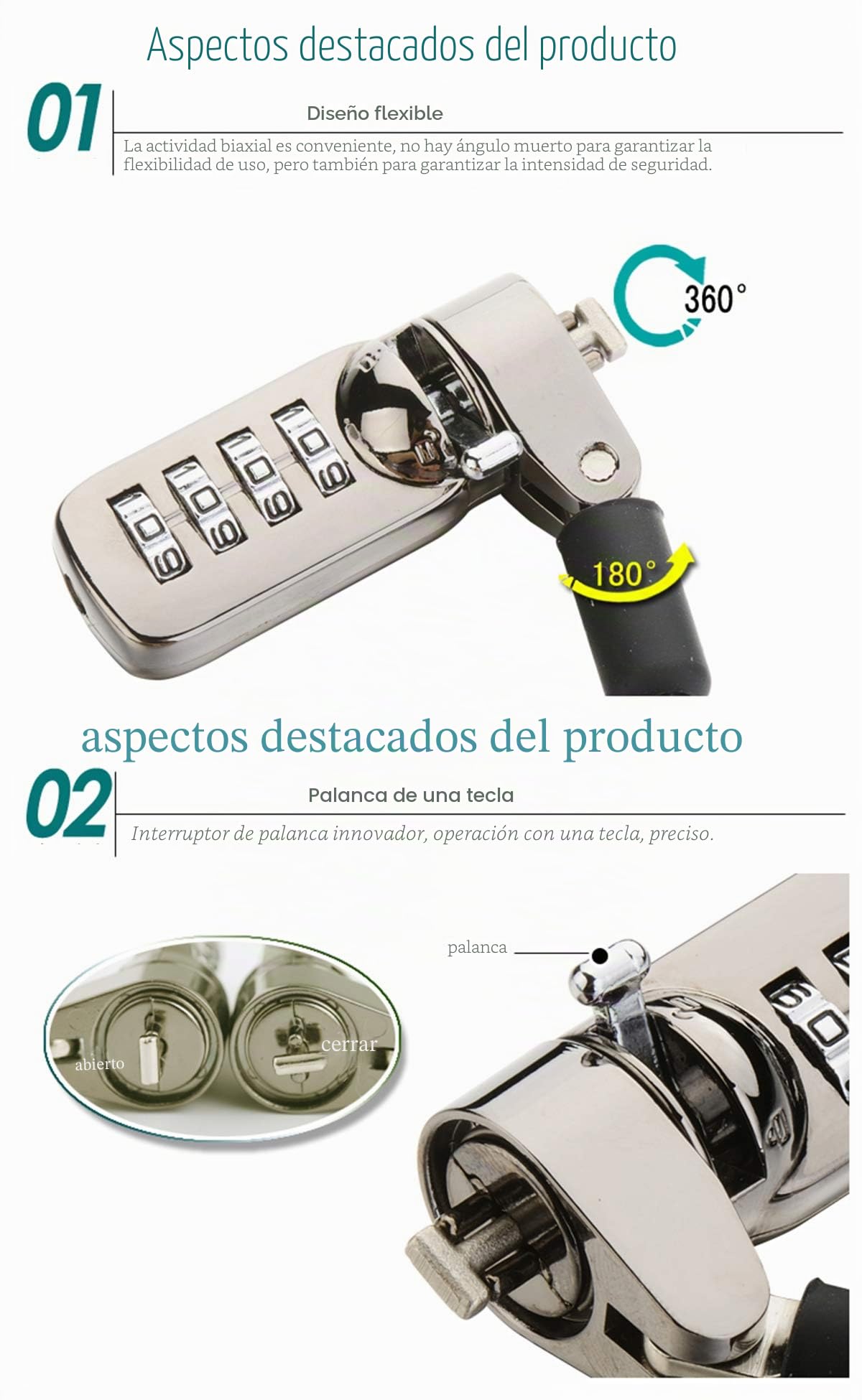 Cable de Seguridad con Cerradura de Combinación para Ordenador portátil, Ordenador, Monitor LCD, 2 m de Cable Negro (Bloqueo del Ordenador + Bloqueo Redondo)