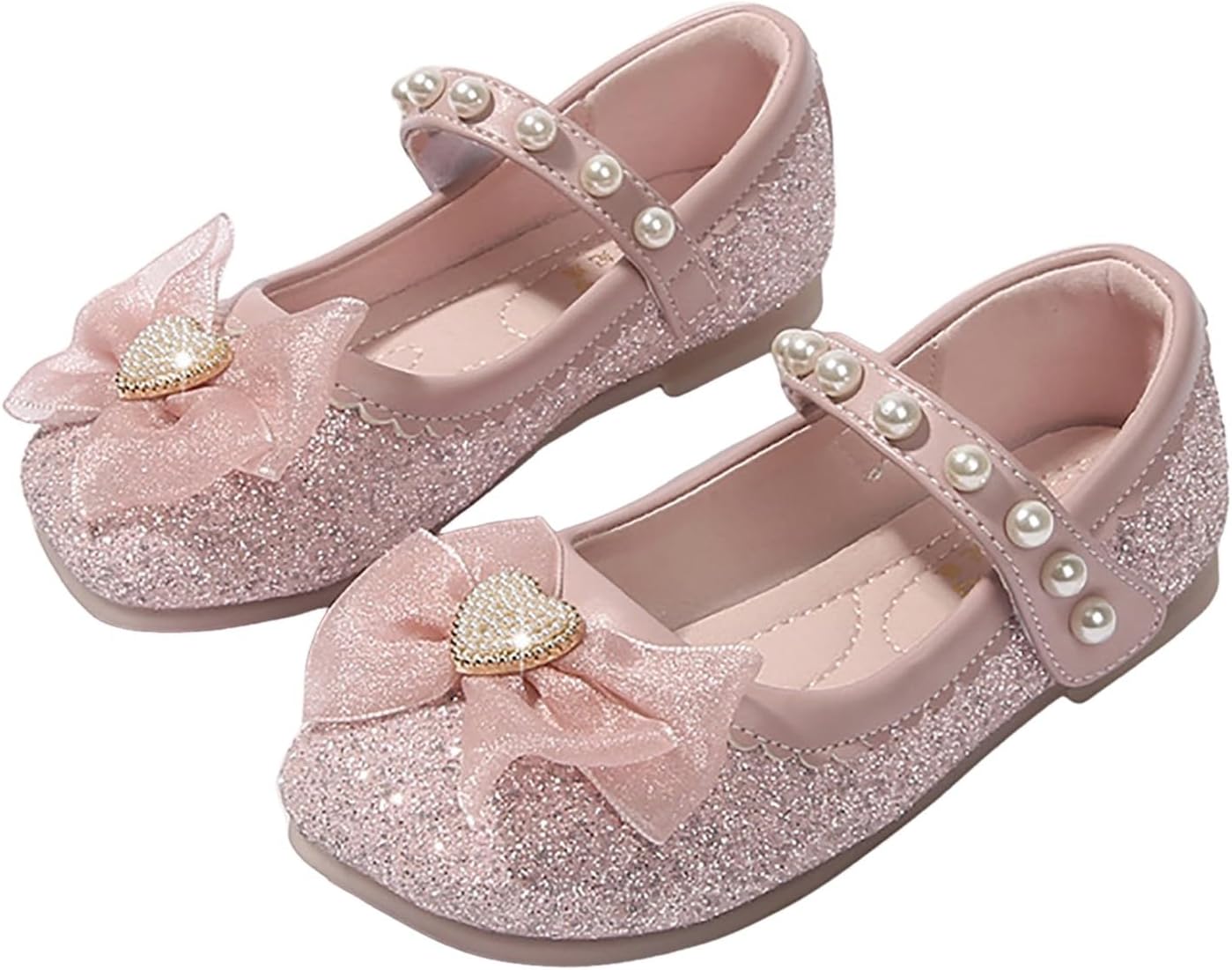 IWIHMIV Girls Flat Mary Jane Shoes Adjustable Strap Comfortable Non Slip Dress Up Princess Shoes for Toddler Girls