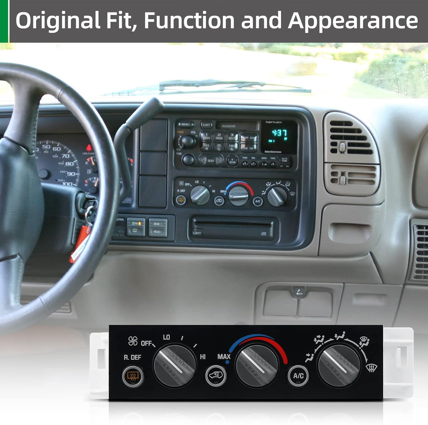 599-006 Climate Control Module w/Rear Window Defogger Switch- Compatible with Chevy, Cadillac & GMC Escalade, Silverado1500, C1500, C2500, C3500, K1500, K2500 Suburban, Tahoe AC Heater Control Panel