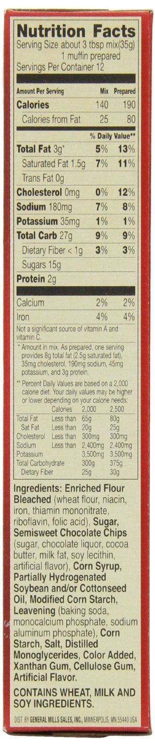Betty Crocker Premium Muffin and Quick Bread Mix, Chocolate Chip,14.75 Oz Box (Pack of 6)