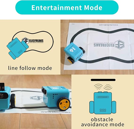 ELECFREAKS microbit TPbot Akıllı Kodlama Robot Araba 2 Modlu, Okul ve Ev için STEM Eğitim Projesi, BBC mikro: Wiki Eğitimi ile bit DIY Programlanabilir Araba (mikro: bit olmadan)