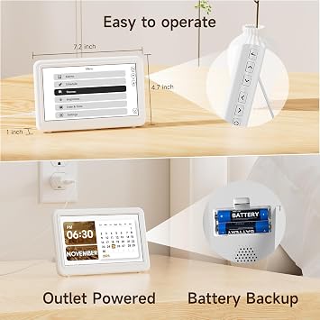 Raynic Digital Clock, 7 Digital Calendar Day Clock for Seniors, Dementia Clock with 20 Custom Alarms & Reminders,12 Themes, Auto DST, Dimmable Dementia Alzheimer's Clock for Elderly