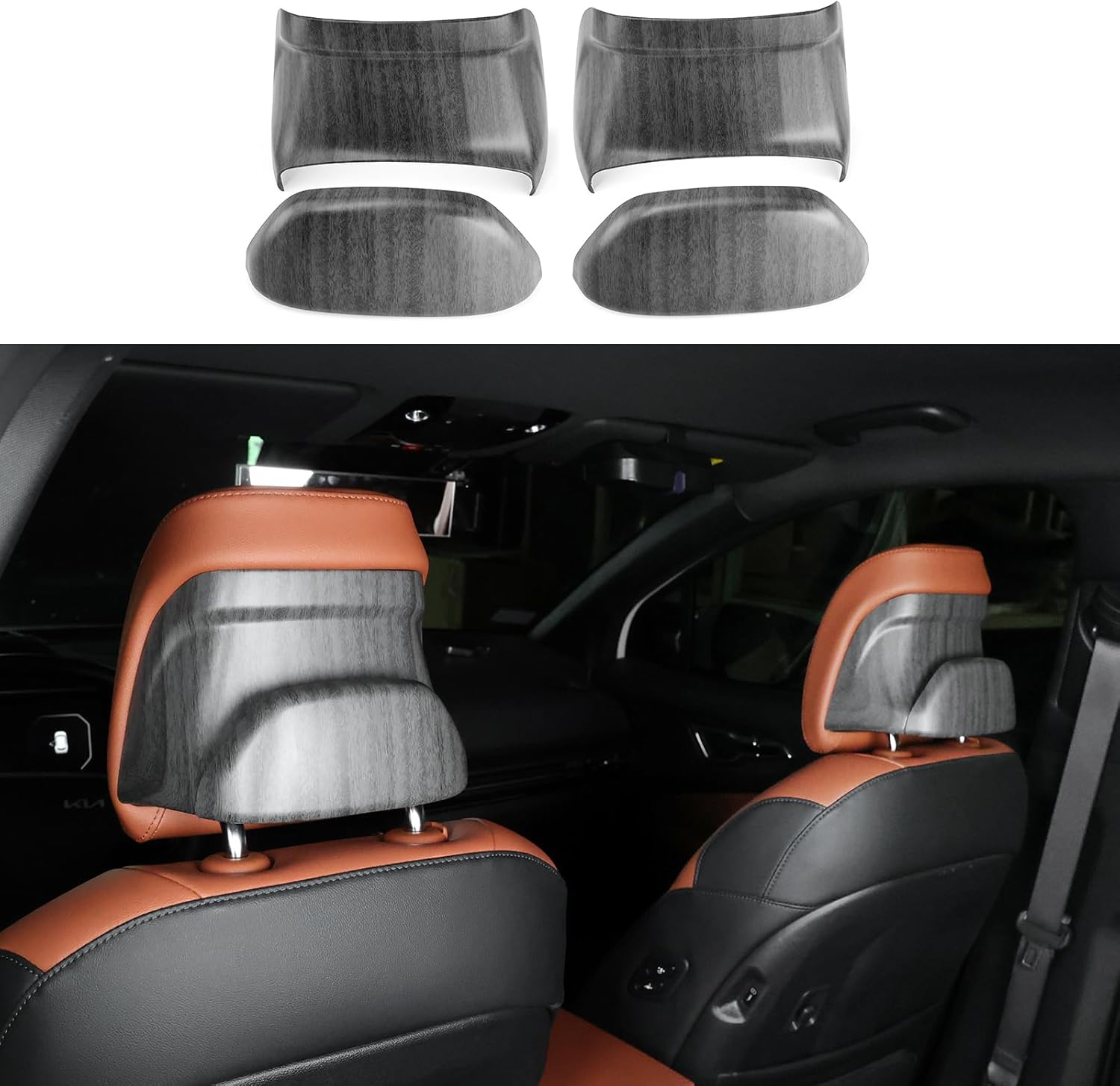 YOUTOOCAR 4PCS Car Headrest Rear Side Covers Compatible with Kia Sportage 2023-2026 Accessories (Wood Grain)