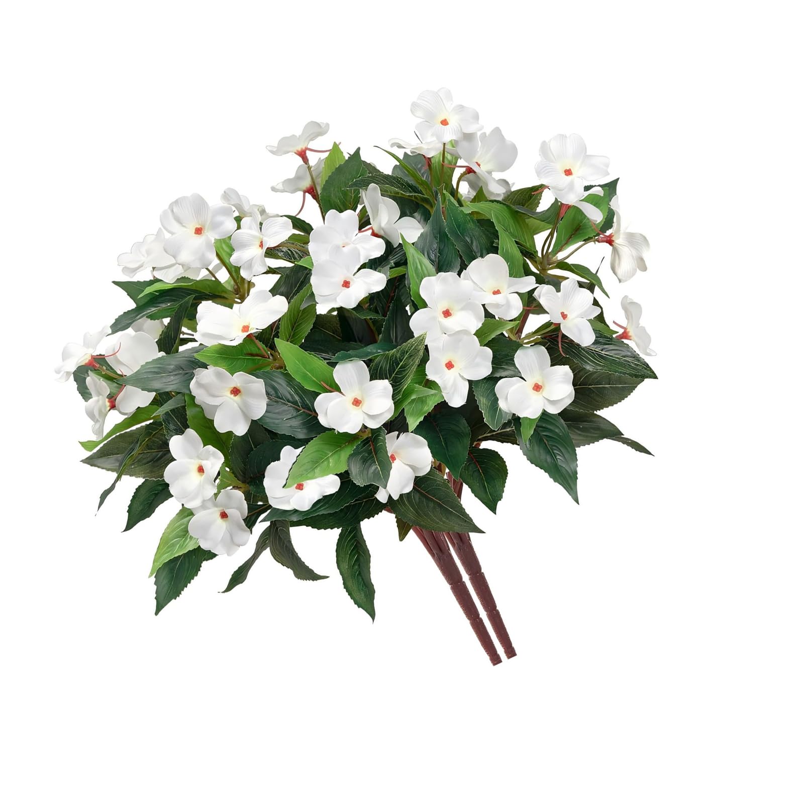 Tsophreniq White Artificial Impatiens Floral Arrangements, Colorfast Fabric Blooms For Indoor Venues, Parties & Pet-Friendly Spaces Floral Arrangements