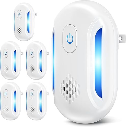 Repelente ultrasónico para ratones y plagas para interiores, repelente para ratones, ratas, cucarachas, insectos, hormigas, arañas, 2 modos (paquete