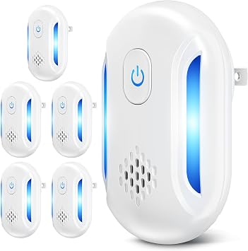Ultrasonic Pest Indoor Repeller, Repellent for Mouse, Rats, Roaches, Ants, Spiders, Bugs, Plug-in Home Device, 2 Mode Switching 6 Pack