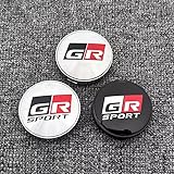 4個 62MM 内径56mmカーホイールセンター キャップ リムハブセンターカバーGR SPORTロゴエンブレムGRスポーツバッジホイールスタイリングアクセサリー ブラックベース