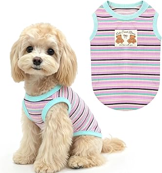 Small Dog Shirts Classic Striped Dogs Cats Clothes, Blue L