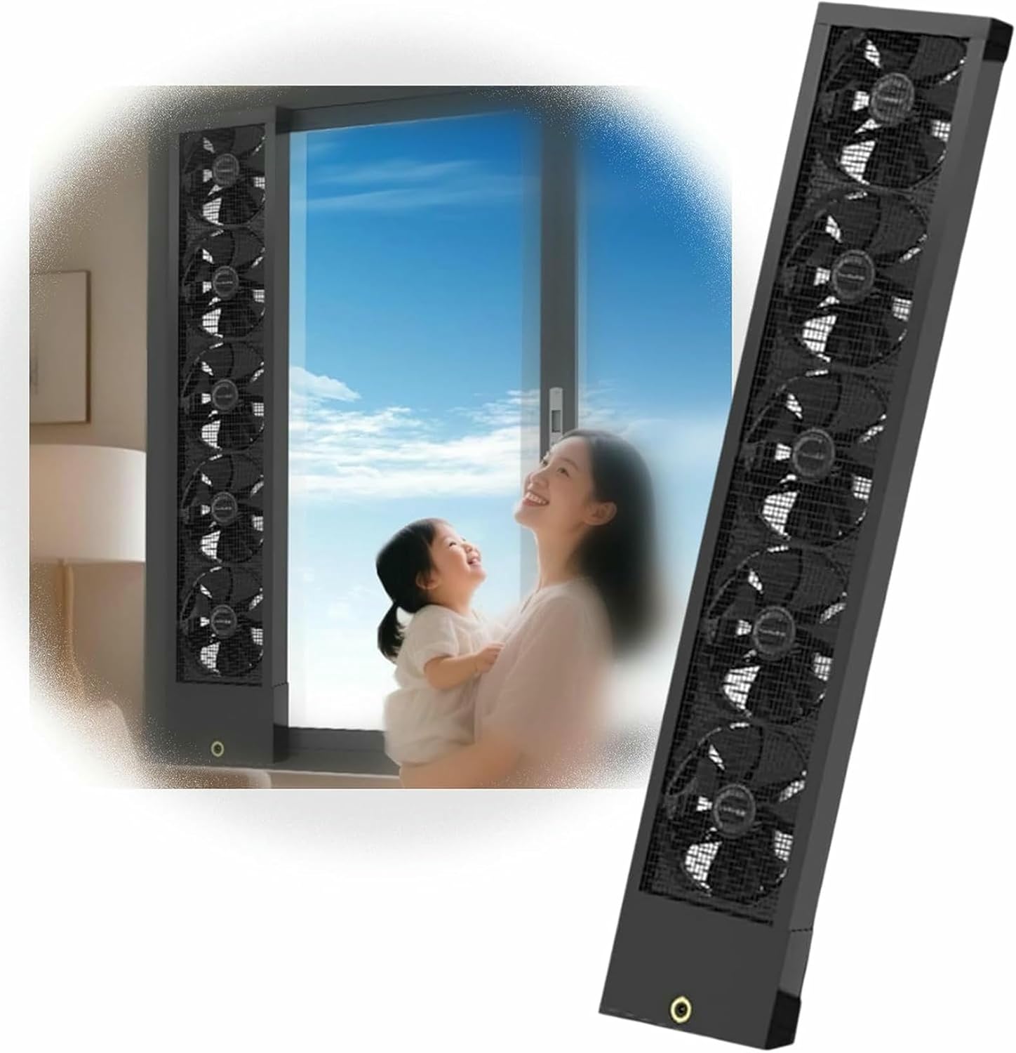 Adjustable 35-135cm Retractable Window Exhaust Fan, Punch-Free Window Exhaust Fan, Stepless Speed Control, for Kitchens, Bathrooms, Apartments-1pcs