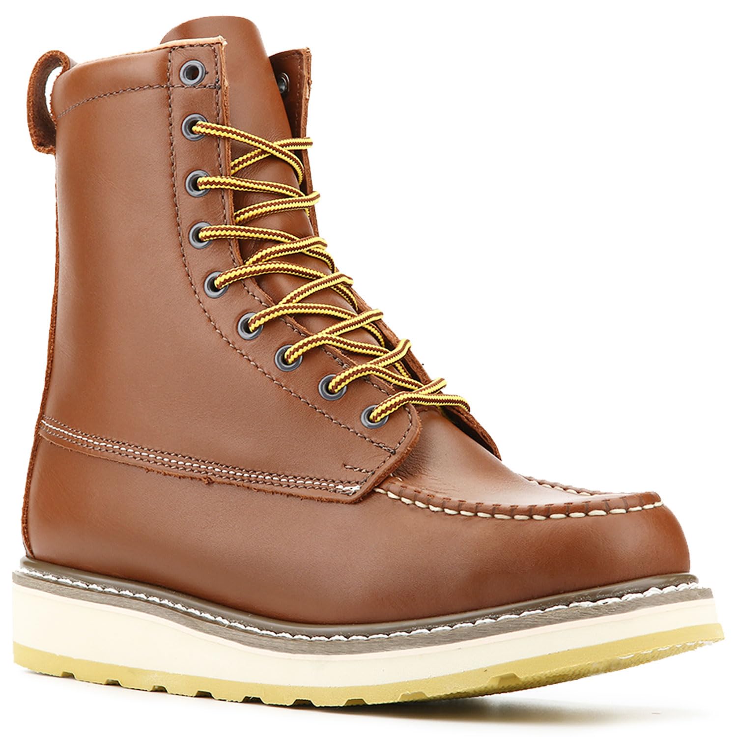 Defencas Men's SureTrack 6" & 8'' Leather Soft Toe Work Boot for Men, Welt Construction, Oil/Slip Resistant, Wedge Sole, Moc Toe Men's Work Boots, EH, 84994 & 86994