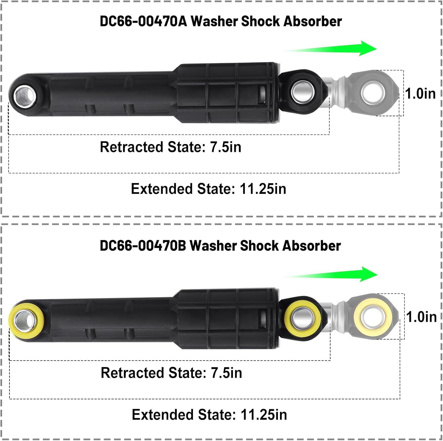 DC66-00470A & DC66-00470B Washer Shock Absorber Compatible with Sam-Sung Washing Machines Replace AP4206426, DC66-00650D, DC66-00650C, 2020946, PS4212219, AP4456255 4 Pack