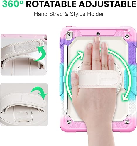 Miniatura 65 de SEYMAC Funda para iPad de 9ª/8ª/7ª generación de 10.2" 2021-2019, funda protectora resistente a prueba de golpes con protector de pantalla, soporte