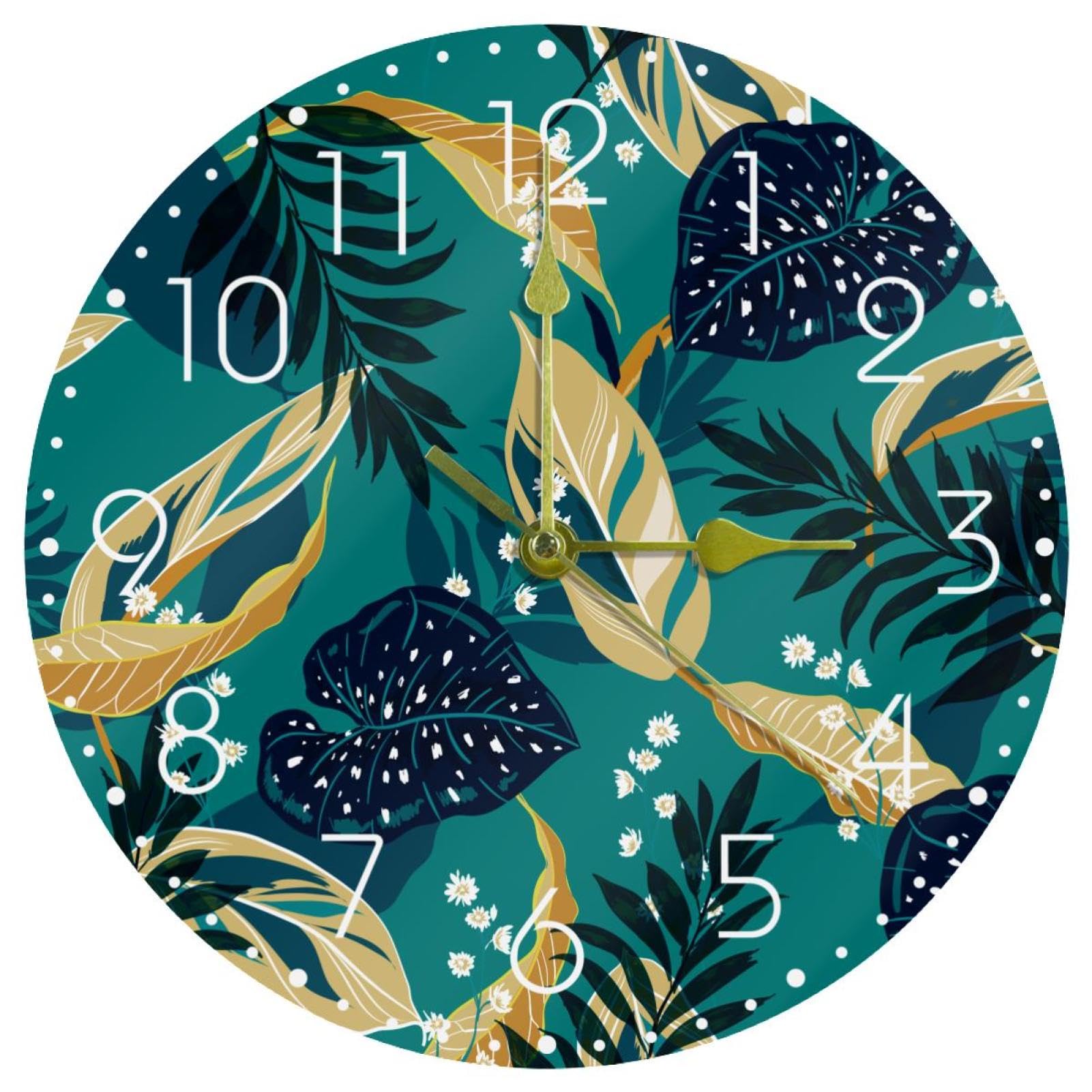 Horloge murale moderne acrylique feuilles vertes maison chambre