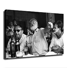 Ernest Hemingway Drinking Canvas Poster Decorative Painting Canvas Wall Art Living Room Posters Bedroom Painting (12×18inch-Unframed)