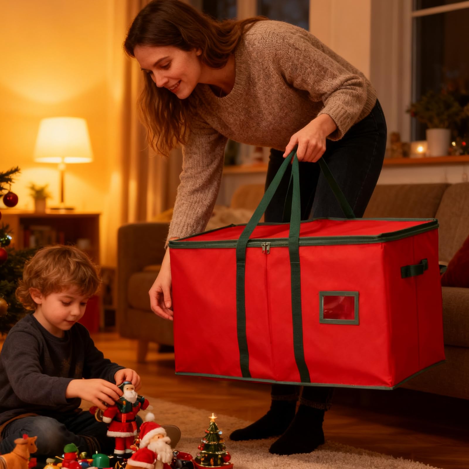 SALCAR Aufbewahrungsbox für Weihnachtskugeln mit 128 Fächern stabile Kartontrenner, praktische Aufbewahrungskiste für Christbaumschmuck und Weihnachtsdeko