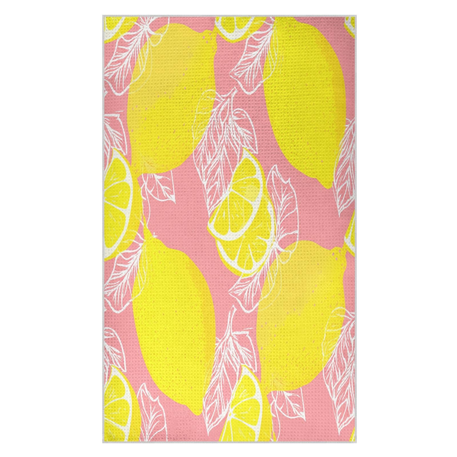 BURSTDDY Yellow Lemons Kitchen Towels,Absorbent Dish Towels 1 Pack