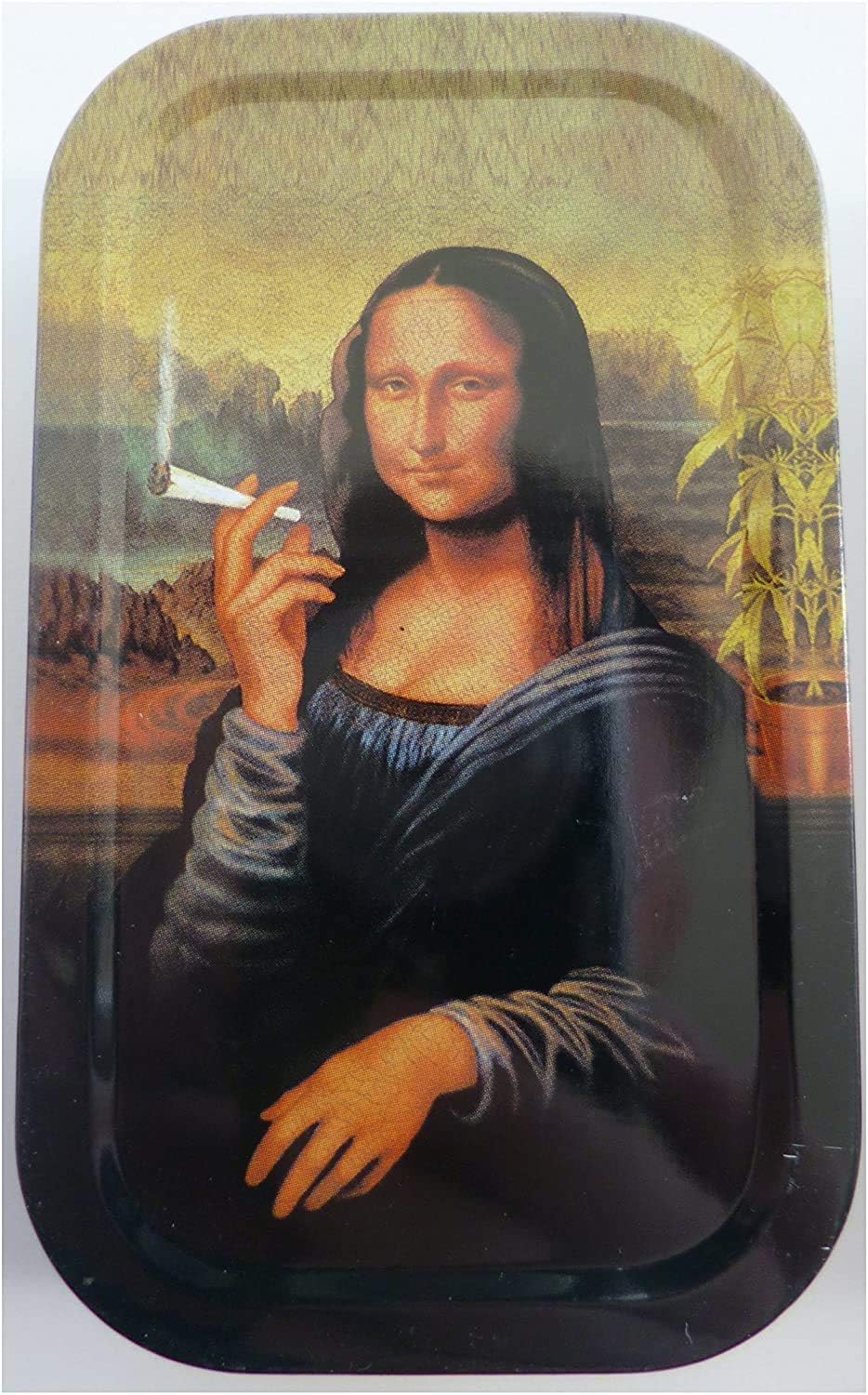MontCherry 1oz Metal Storage Tin Mona Lisa Smoking by Trendz