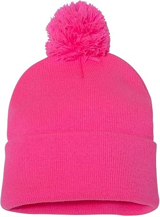 Sportsman Pom-Pom 12 "Knit Beanie One Size Neon Pink
