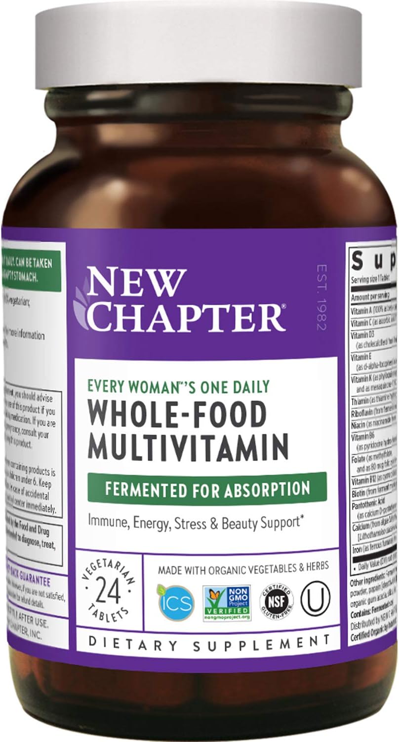 New Chapter Women’s Multivitamin + Immune Support – Every Woman’s One Daily, Fermented with Whole Foods & Probiotics + Iron + B Vitamins + Organic Non-GMO Ingredients - 24 Count (Packaging May Vary)
