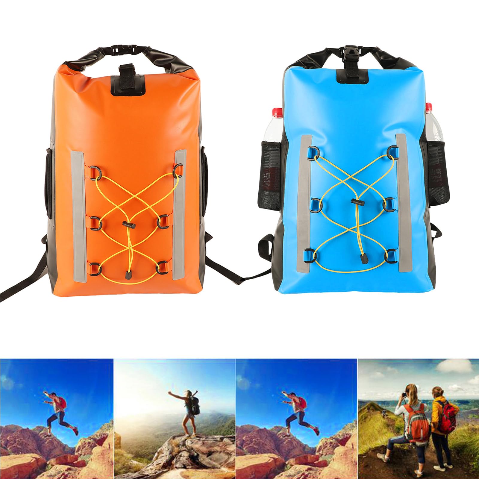 Mochila seca flotante a prueba de agua de 30 L con bolsa lateral, bolsa seca, bolsa impermeable para kayak, barco