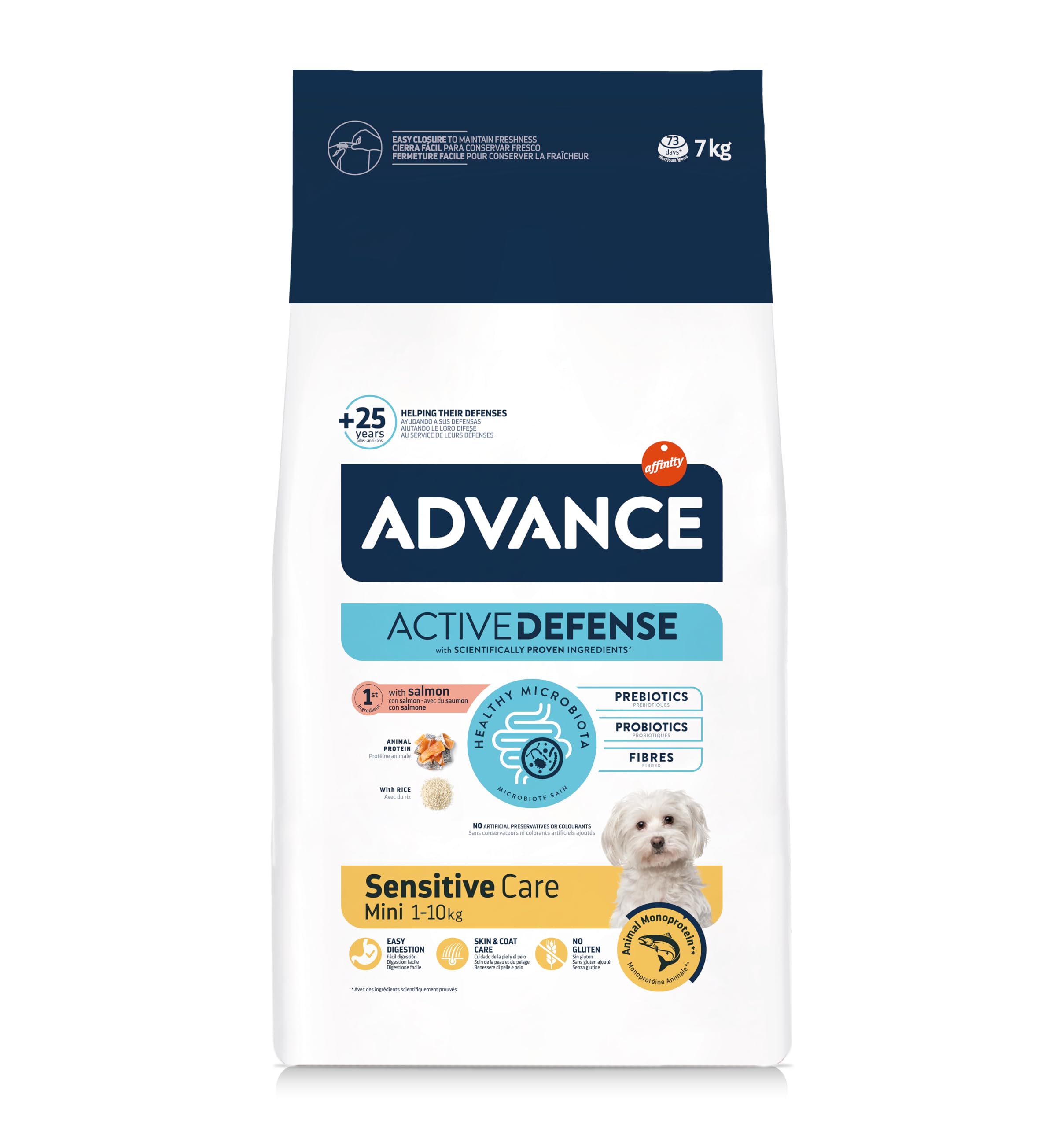 Advance Mini Sensitive Salmon - Cibo per Cani di piccola taglia con sensibilità digestive con Salmone, 7kg