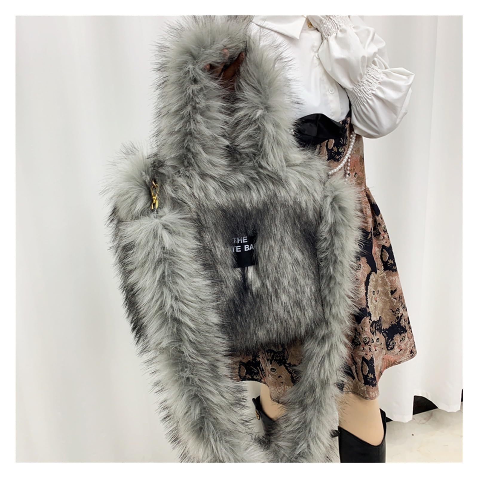 Große Tragetaschen for Damen, Winter-Umhängetasche, Umhängetasche, Kreuz-Handtaschen Puffy Tote Bag (Color : Gray)