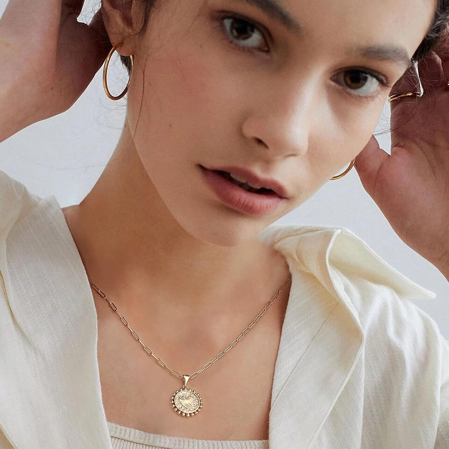 Turandoss Dainty Layered Choker Necklace, Handmade Y Pendant Necklace Multilayer Bar Disc Necklace Adjustable Layering Choker Necklaces for Women - Image 5